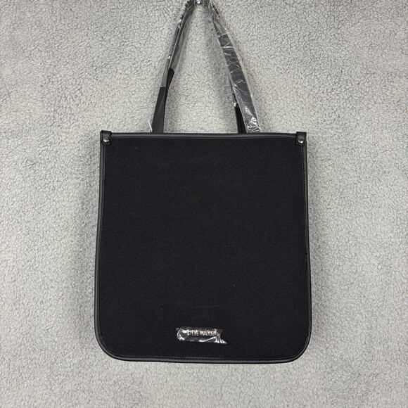 Steve Madden City Canvas Tote with Removable Pouch in Black, Rhinestone NEW - Picture 3 of 16